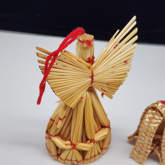 Vintage Christmas Ornaments Handmade Angel Ornaments Lot Straw Haiti - Picture 7 of 8